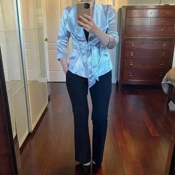 Le Chateau Silver Metallic Satin Blazer Sash  Belt Size Small - Picture 15 of 17